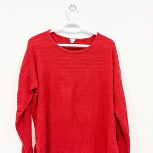 Aerie Waffle Red Women's Lounge Sweater - Size M